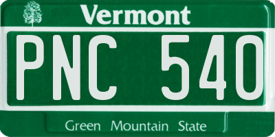 VT license plate PNC540
