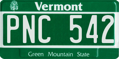 VT license plate PNC542