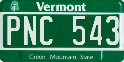 VT license plate PNC543