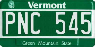 VT license plate PNC545