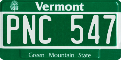 VT license plate PNC547
