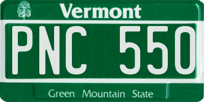 VT license plate PNC550