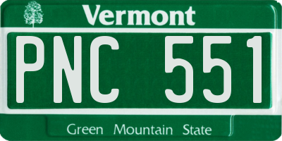 VT license plate PNC551