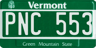VT license plate PNC553