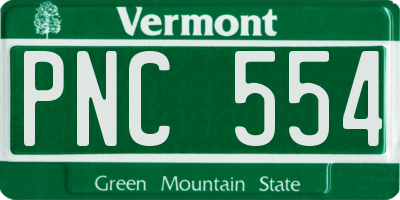 VT license plate PNC554