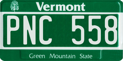 VT license plate PNC558