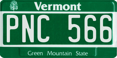 VT license plate PNC566