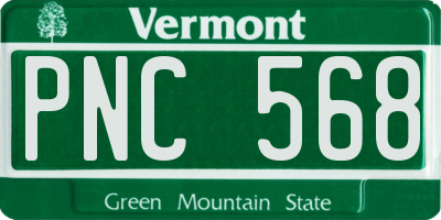 VT license plate PNC568