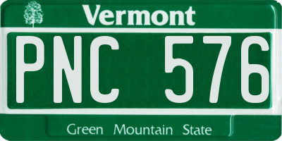 VT license plate PNC576
