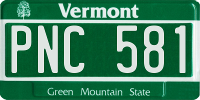 VT license plate PNC581