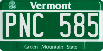 VT license plate PNC585