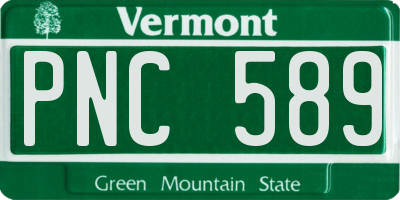 VT license plate PNC589