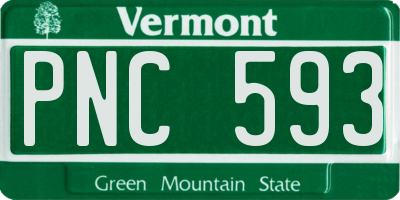 VT license plate PNC593