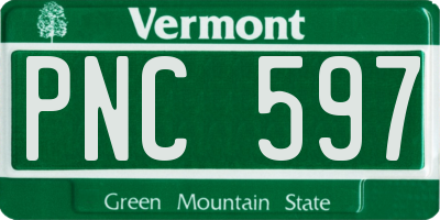 VT license plate PNC597