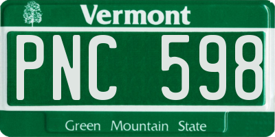 VT license plate PNC598