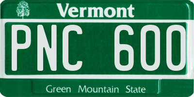 VT license plate PNC600