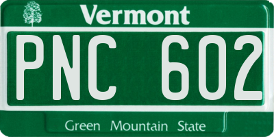 VT license plate PNC602