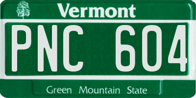 VT license plate PNC604