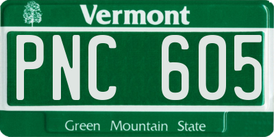 VT license plate PNC605
