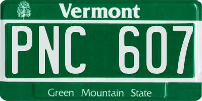 VT license plate PNC607