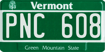 VT license plate PNC608