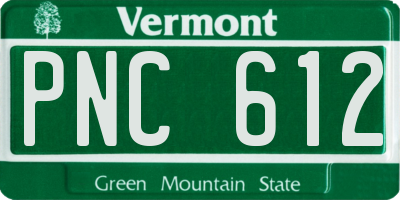 VT license plate PNC612