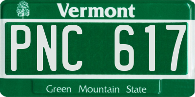 VT license plate PNC617