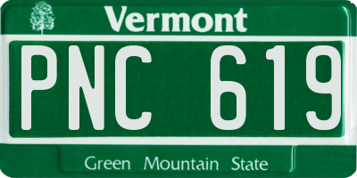 VT license plate PNC619