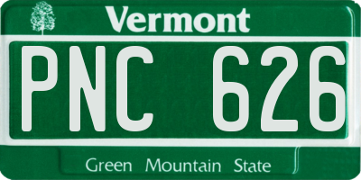 VT license plate PNC626