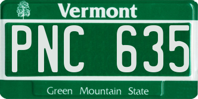 VT license plate PNC635