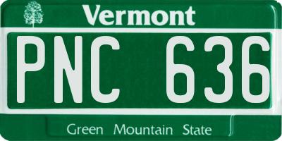 VT license plate PNC636