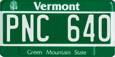 VT license plate PNC640