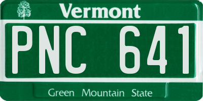 VT license plate PNC641