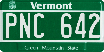 VT license plate PNC642