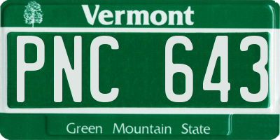 VT license plate PNC643