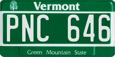 VT license plate PNC646