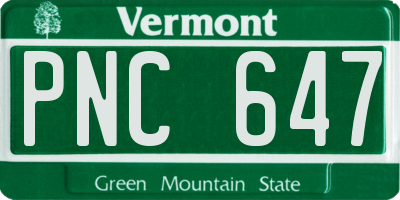 VT license plate PNC647