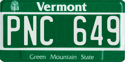 VT license plate PNC649