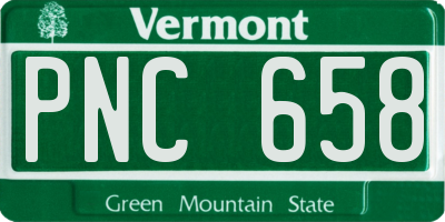 VT license plate PNC658