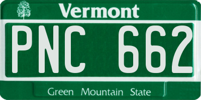 VT license plate PNC662