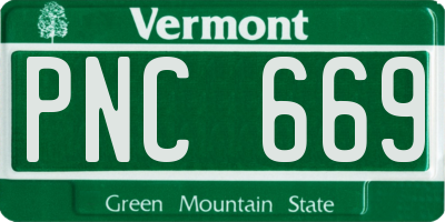 VT license plate PNC669