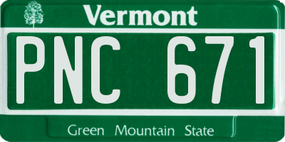 VT license plate PNC671