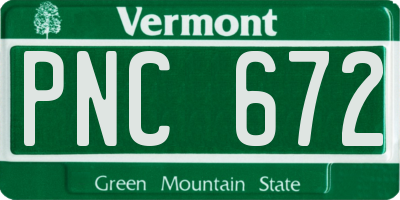 VT license plate PNC672