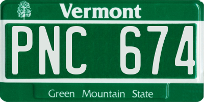 VT license plate PNC674