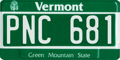 VT license plate PNC681
