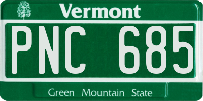 VT license plate PNC685