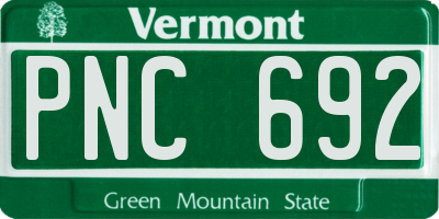 VT license plate PNC692