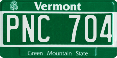 VT license plate PNC704