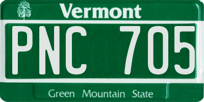 VT license plate PNC705