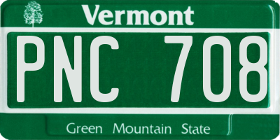 VT license plate PNC708
